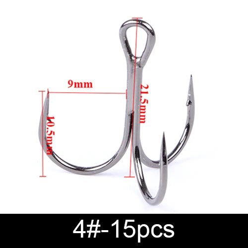 20Pcs Fishing Hooks Treble Carbon Steel Barbed Sharp 2/4/6/8/10#