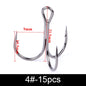 20Pcs Fishing Hooks Treble Carbon Steel Barbed Sharp 2/4/6/8/10#
