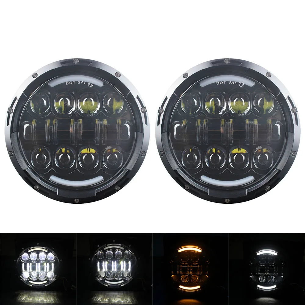 7in LED Headlight DRL for Jeep Wrangler TJ/JK, Land Rover Defender, Hummer H1/H2 - EXPROTAS