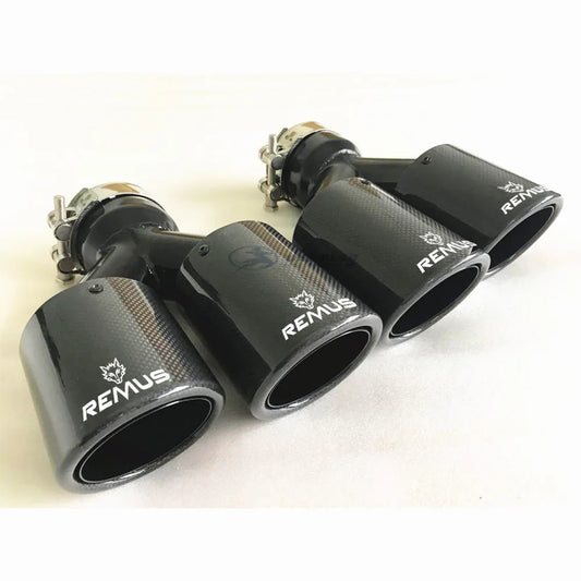 REMUS 1PC Car Modification Universal Dual Glossy black Automobile Exhaust pipe MUFFLER  pipe  carbon fiber exhaust tip universal-EXPROTAS