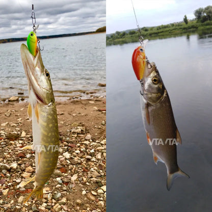 5Pcs Mini Fishing Lures Crankbait Pike Trout Baits with Tackle Box