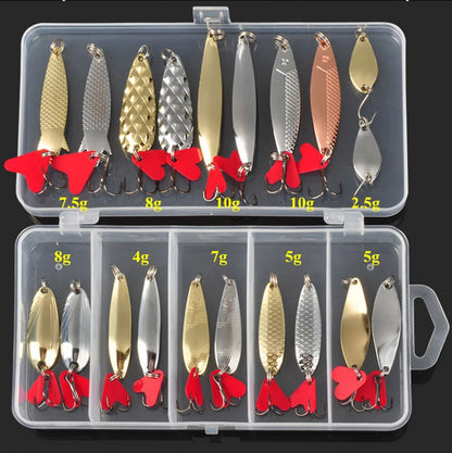 35pcs Metal Jig Spoon Fishing Lure Set for Sea Bass Tackle Bait