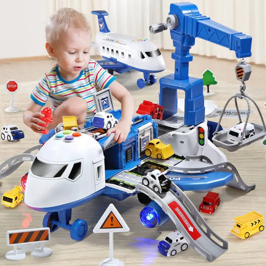 New Deformation Music Simulation Track Inertia Toy Aircraft Large Size Passenger Plane Kids Airliner Toy Car for Children's Gift-EXPROTAS