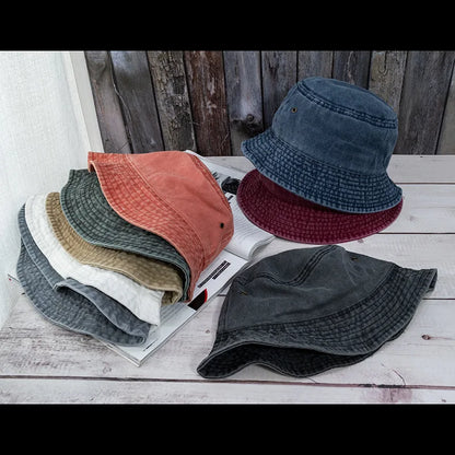 Unisex Bucket Hat Washed Denim Fisherman Cap Summer Casual Fashion