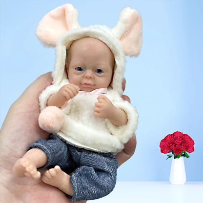 AnjoDoll 6 Inch Full Body Silicone Reborn Baby Boy Doll Palm Size Soft Bebe