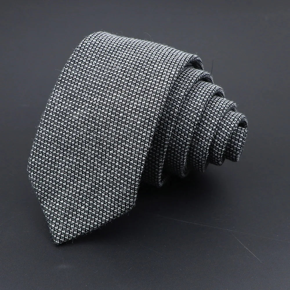 Men Necktie Wool Slim Brown Handmade Casual Ties Accessories