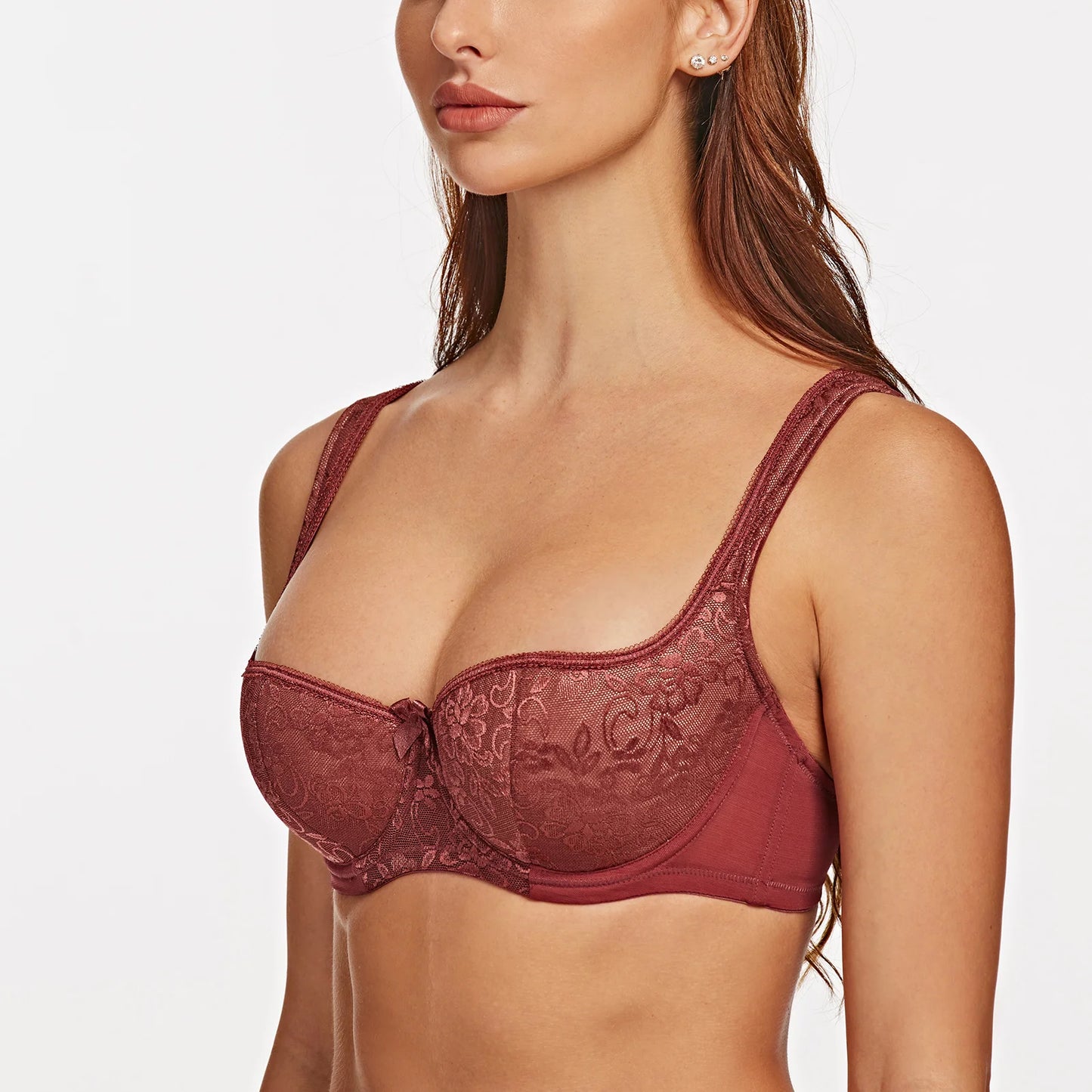 MELENECA Women’s Balconette Half Cup Underwire Bra with Padded Straps Lace