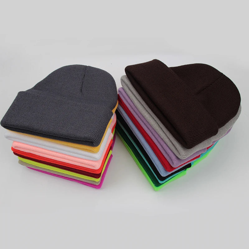 Warm Knitted Cap Beanie Wool Unisex Winter Hat Men Women 24 Colors