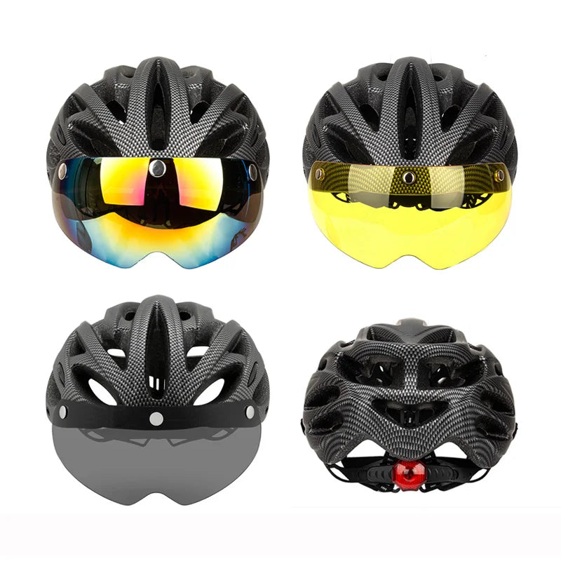 SUPERIDE Men Women Cycling Helmet with Rearlight Sports MTB Bicycle Helmet Road Bike Mountain Bike Helmet with Goggles & Visor-EXPROTAS
