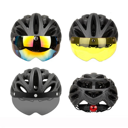 SUPERIDE Men Women Cycling Helmet with Rearlight Sports MTB Bicycle Helmet Road Bike Mountain Bike Helmet with Goggles & Visor-EXPROTAS