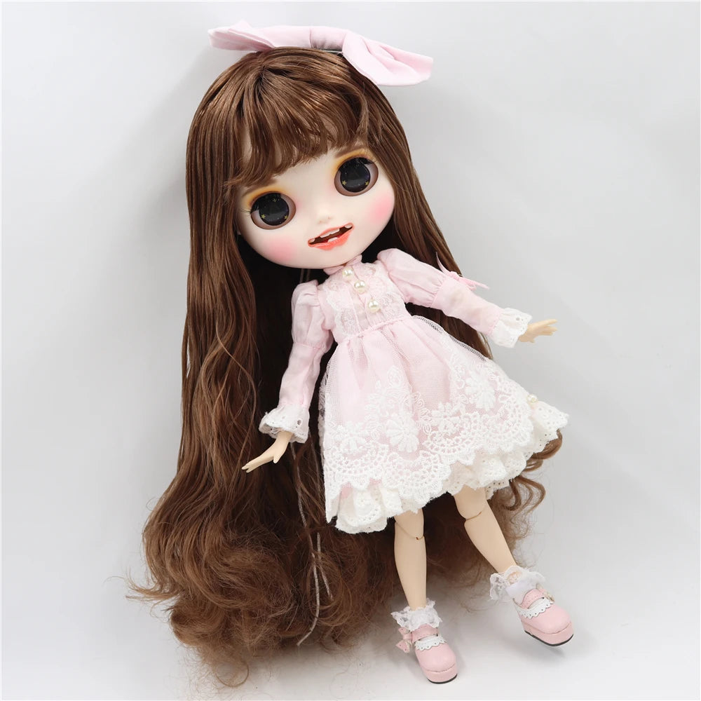 ICY DBS Blythe Doll Licca Body Lace Dress Bow Knot Pink Green Princess Outfit