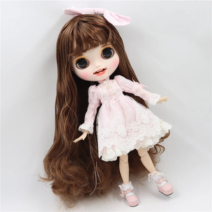 ICY DBS Blythe Doll Licca Body Lace Dress Bow Knot Pink Green Princess Outfit