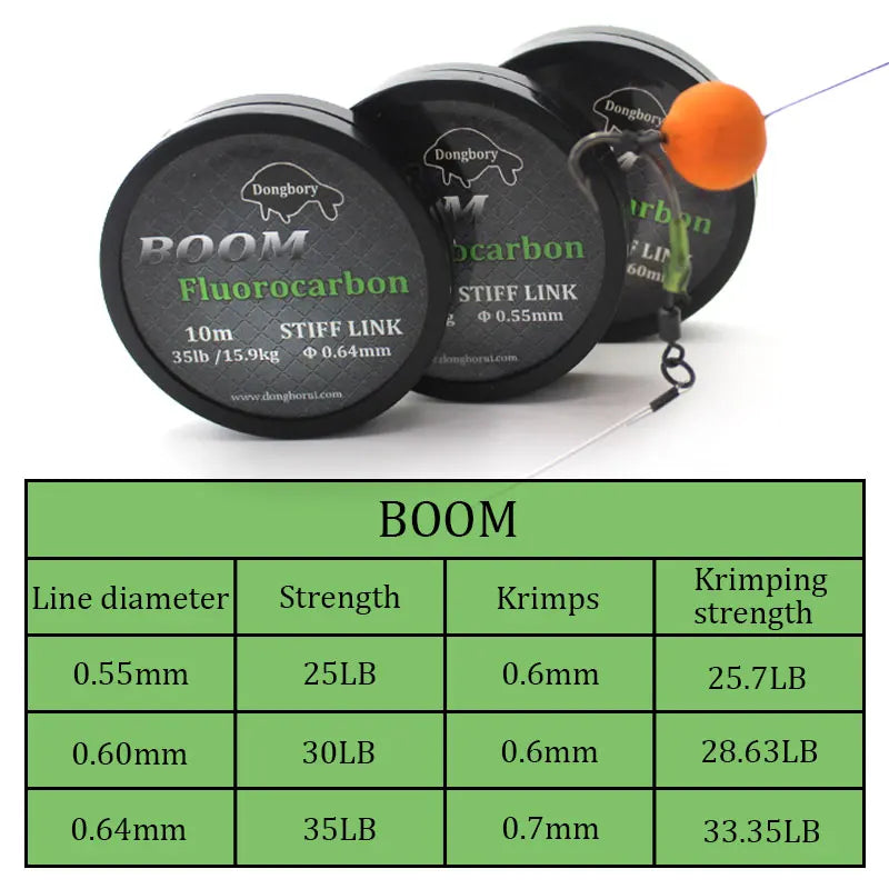 Carp Fluorocarbon Hooklink Boom Line 15/25/35lb Combi Chod Rig Tackle