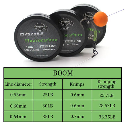 Carp Fluorocarbon Hooklink Boom Line 15/25/35lb Combi Chod Rig Tackle