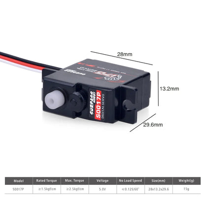 SURPASS Hobby S0017M 17g Digital Micro Servo 1.8kg Metal Gear for 1/16-1/18 RC Models - EXPROTAS