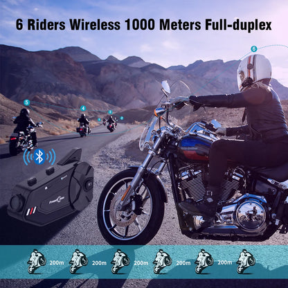 Freedconn R1Plus Bluetooth Motorcycle Helmet Intercom Headset with WiFi App and Dash Cam