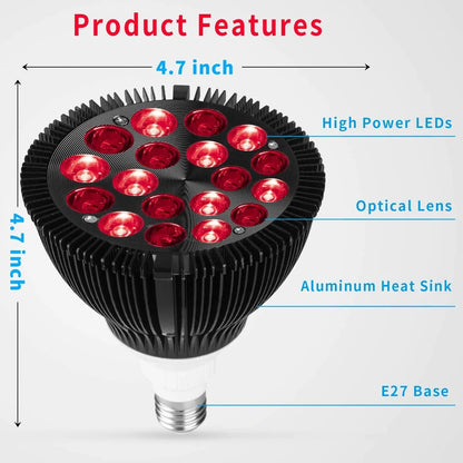 Red Light Therapy Lamp For Face 54W 660nm & 850nm Infrared Light Therapy Device For Muscle Joint Pain Relief Skin Health Tools-EXPROTAS