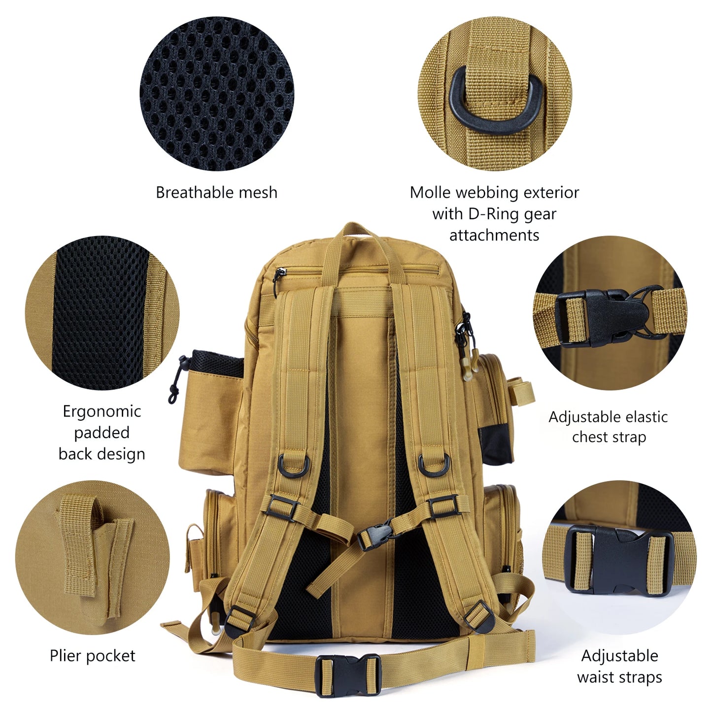 Bassdash Fishing Tackle Bag Multifunctional Backpack Lightweight Tactical Box