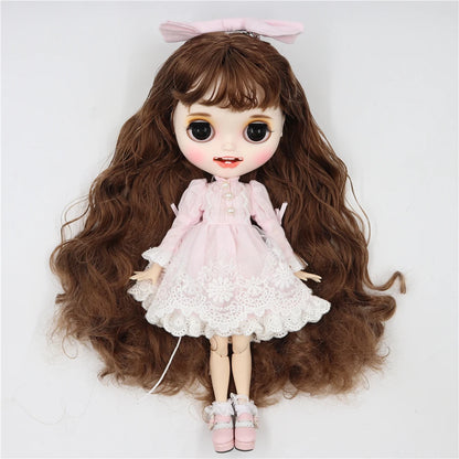 ICY DBS Blythe Doll Licca Body Lace Dress Bow Knot Pink Green Princess Outfit