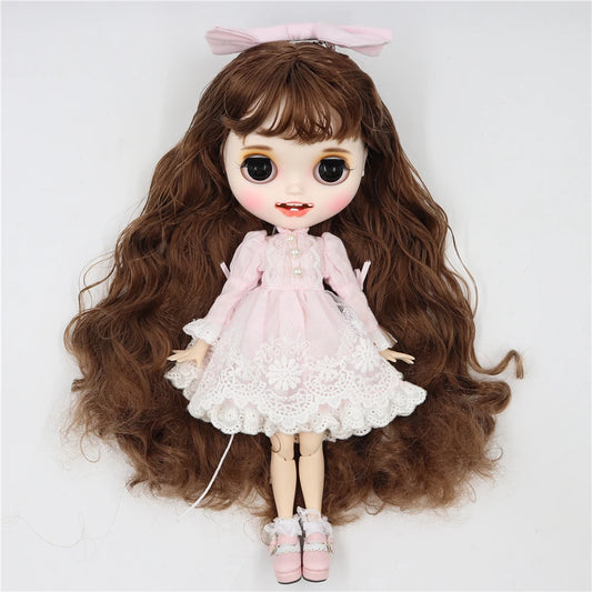 ICY DBS Blythe Doll Licca Body Lace Dress Bow Knot Pink Green Princess Outfit