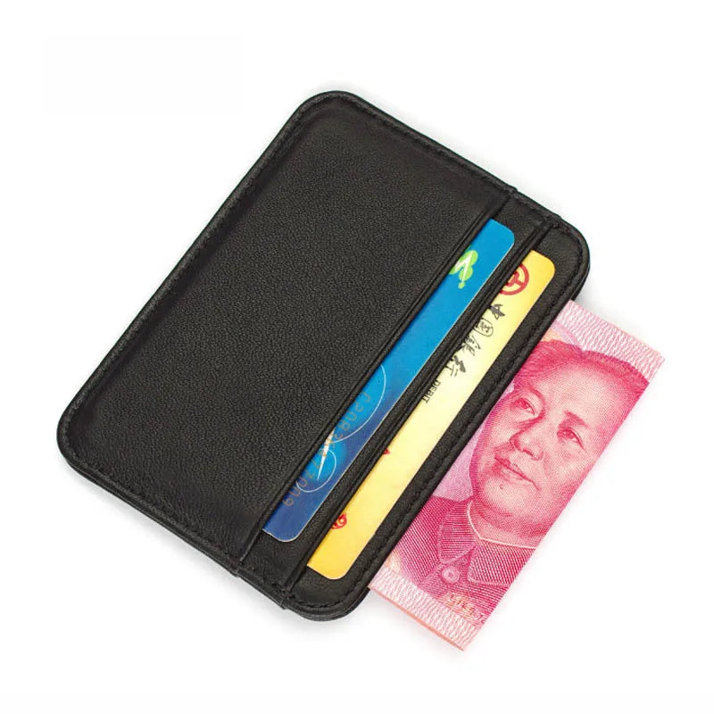 Slim Leather Credit Card Holder Wallet RFID Blocking for Men Thin Mini