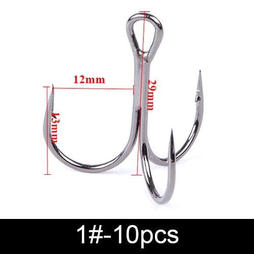 20Pcs Fishing Hooks Treble Carbon Steel Barbed Sharp 2/4/6/8/10#