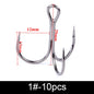 20Pcs Fishing Hooks Treble Carbon Steel Barbed Sharp 2/4/6/8/10#