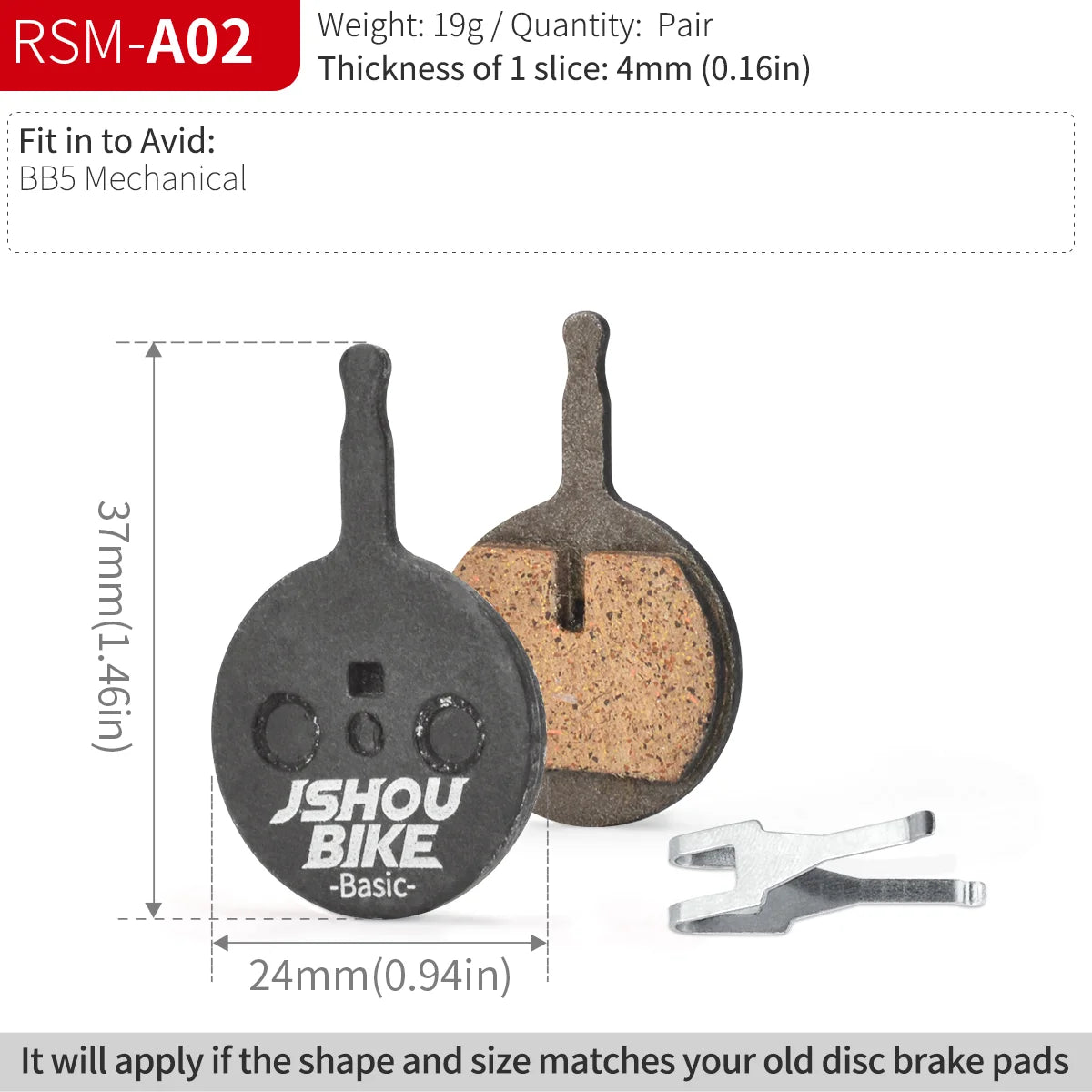 Semi-Metal Bicycle Brake Pads for Shimano SRAM Avid Hayes Magura by JSHOUBIKE