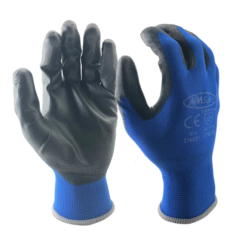 24 Pairs Work Gloves Safety Grip Coated Builders Gardening Nitrile Nylon