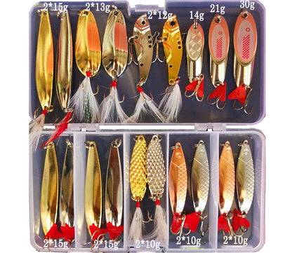 35pcs Metal Jig Spoon Fishing Lure Set for Sea Bass Tackle Bait