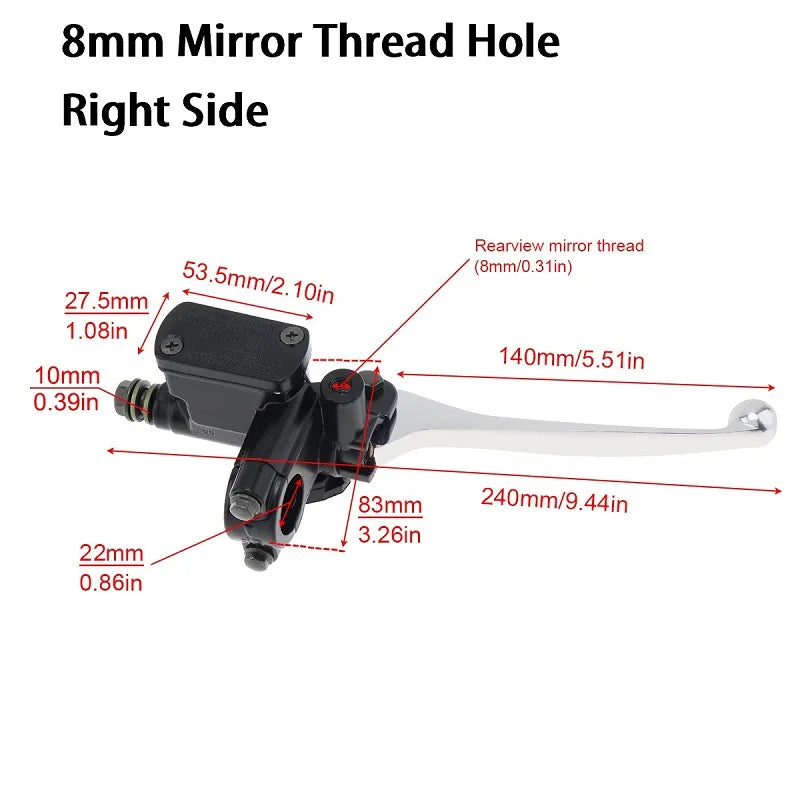 22MM M8/M10 Motorcycle Upper Front Brake Clutch Master Cylinder CNC Clutch Pump Reservoir Pump Lever Left Right for Honda Suzuk-EXPROTAS
