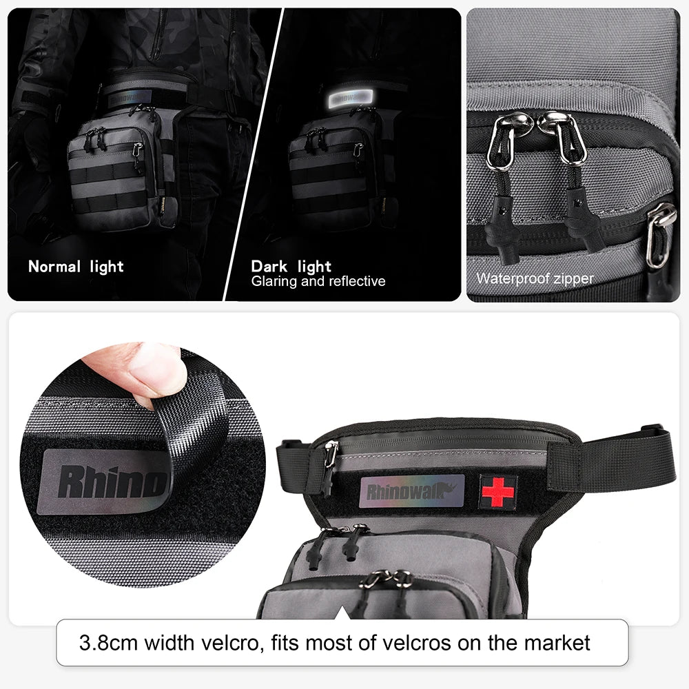 Rhinowalk Motor Waist Bag 3L Motorcycle Waist Packs Leg Bag Thigh Belt Hip Bum Travel Cell/Mobile Phone Purse Fanny Pack Bags-EXPROTAS