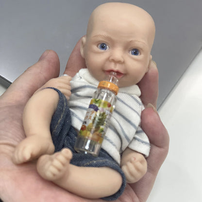 AnjoDoll 6 Inch Full Body Silicone Reborn Baby Boy Doll Palm Size Soft Bebe