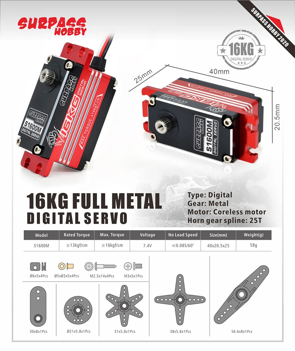 High Speed Metal Gear RC Servo for 1/10 Car (15-30kg Torque Options)