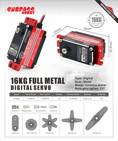 High Speed Metal Gear RC Servo for 1/10 Car (15-30kg Torque Options)