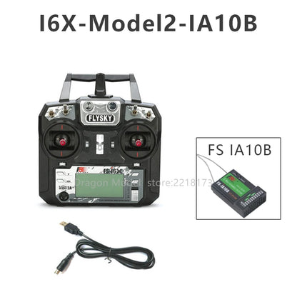FLYSKY FS-i6X FS i6X 10CH 2.4GHz AFHDS 2A RC Transmitter With iA6B or iA10B Receiverfor Drone Airplane-EXPROTAS