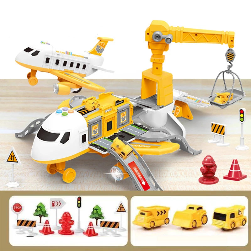 New Deformation Music Simulation Track Inertia Toy Aircraft Large Size Passenger Plane Kids Airliner Toy Car for Children's Gift-EXPROTAS