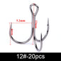 20Pcs Fishing Hooks Treble Carbon Steel Barbed Sharp 2/4/6/8/10#