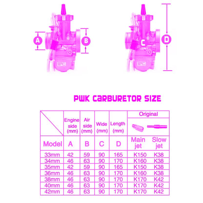 PWK Carburetor Engine Motorcycle 34mm  For KEIHIN 2T 4T Scooter ATV UTV