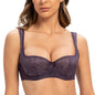 MELENECA Women’s Balconette Half Cup Underwire Bra with Padded Straps Lace