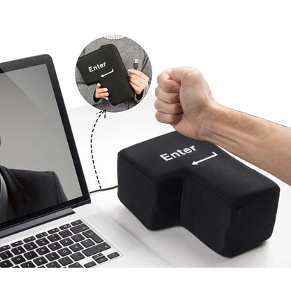 Big USB Enter Key Stress Relief Pillow Funny Decompression Button for PC