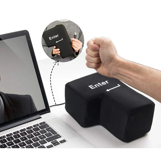 Big USB Enter Key Stress Relief Pillow Funny Decompression Button for PC