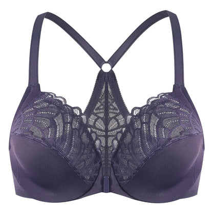 MELENECA Women’s Plus Size Front Closure Lace Underwire Bra Unlined - EXPROTAS