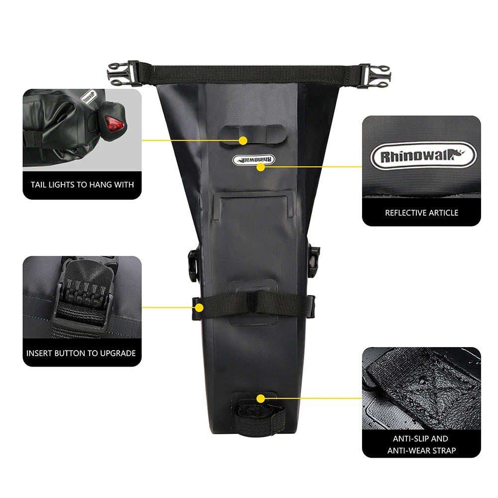 Rhinowalk Waterproof Bicycle Saddle Bag 1.5-2.5L Seat Tool Tail Pack