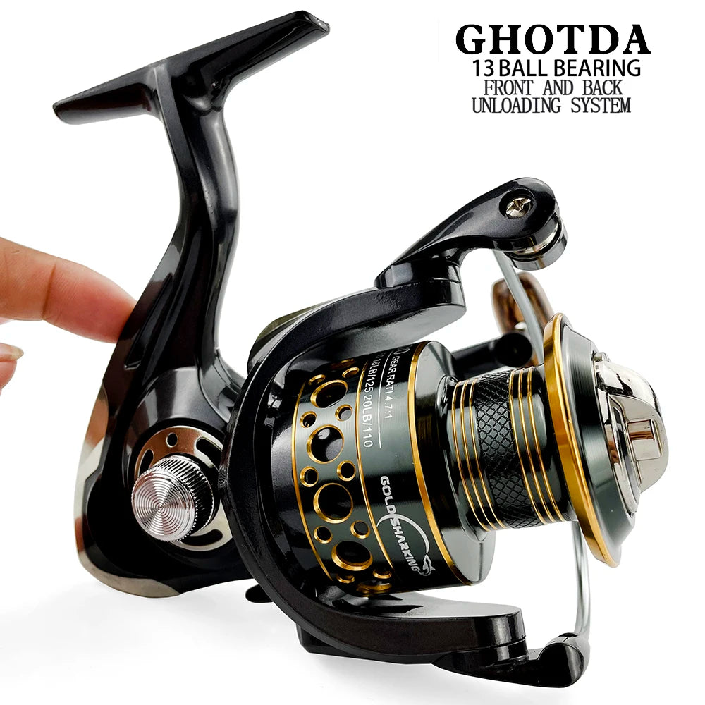 Fishing Spinning Reel 5.2:1 Metal Spool 113BB Carp Coarse Reels