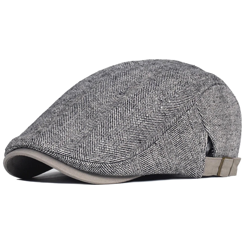 Big Size Newsboy Cap Men Wool Herringbone Gatsby Flat Hat Winter