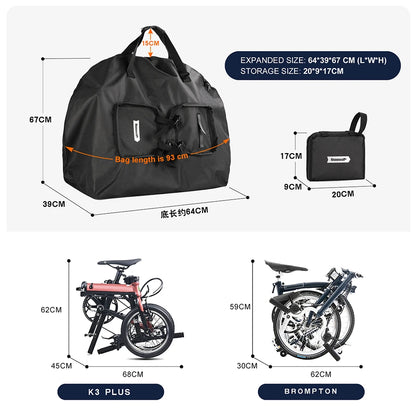 Rhinowalk Folding Bike Carry Bag 14-20 Inch For Brompton 3Sixty Foldable Bike Storage Bag Portable Fold Bicycle Carrying Bag