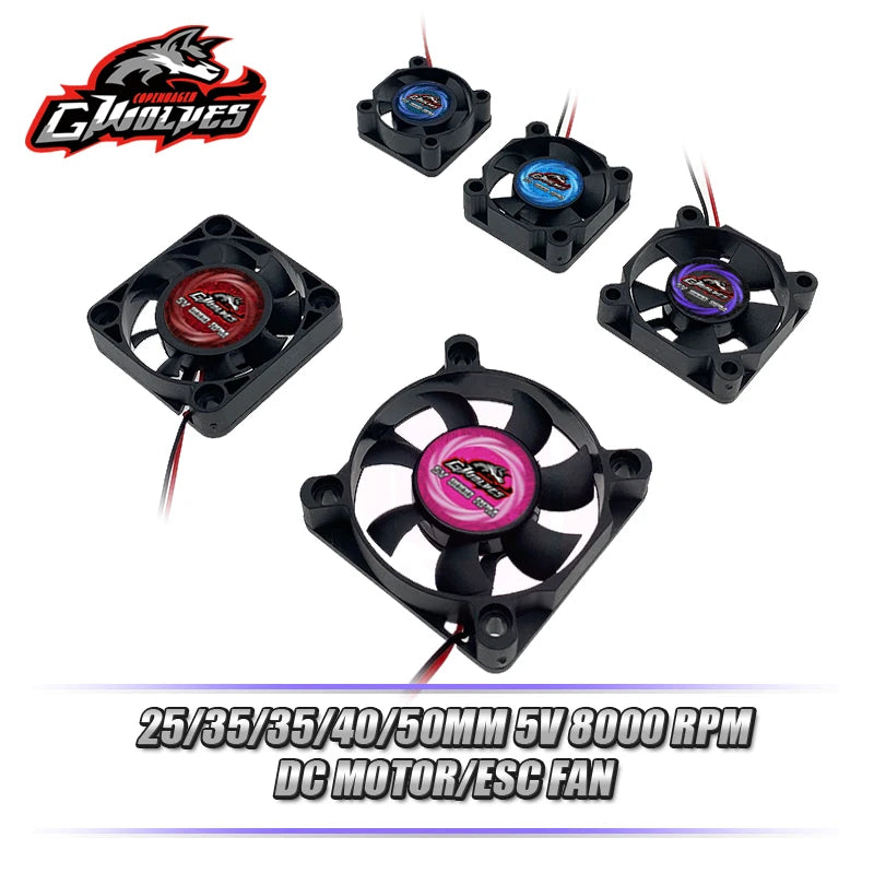 RC Motor Cooling Fan 25/30/35/40/50mm 8000RPM ESC Futaba Plug