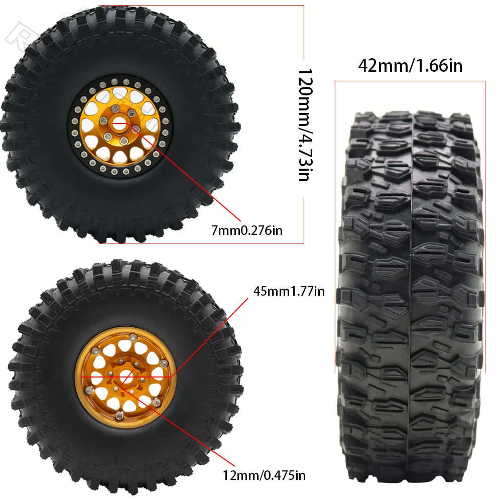 Beadlock Wheel 1.9 Metal Rim for 1/10 RC Crawler Axial SCX10 TRX-4 Redcat