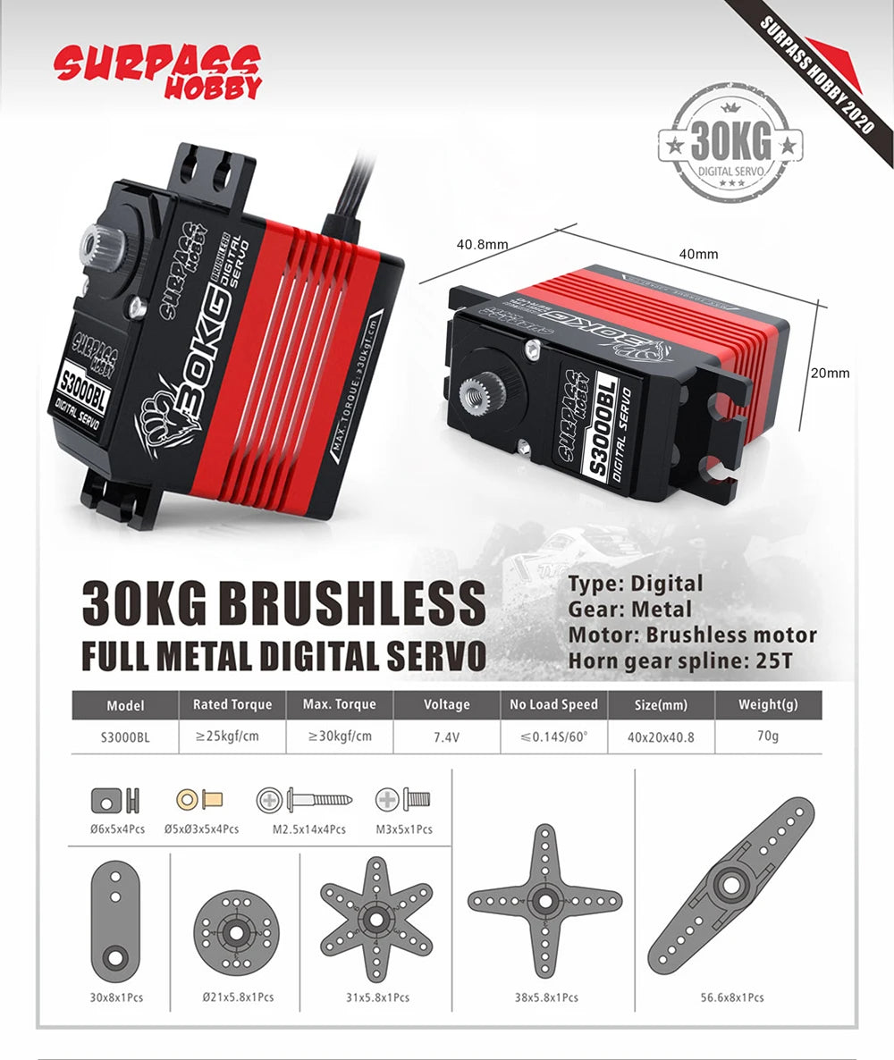High Speed Metal Gear RC Servo for 1/10 Car (15-30kg Torque Options)